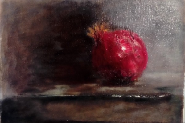 Study for Pomegranate. Oil on Dutch Linen SOLD