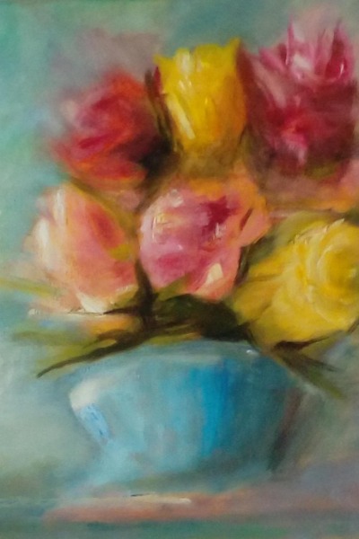 Abstract flowers oil on canvas. SOLD