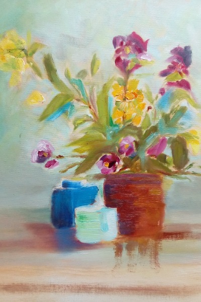 Abstract pots oil on canvas SOLD