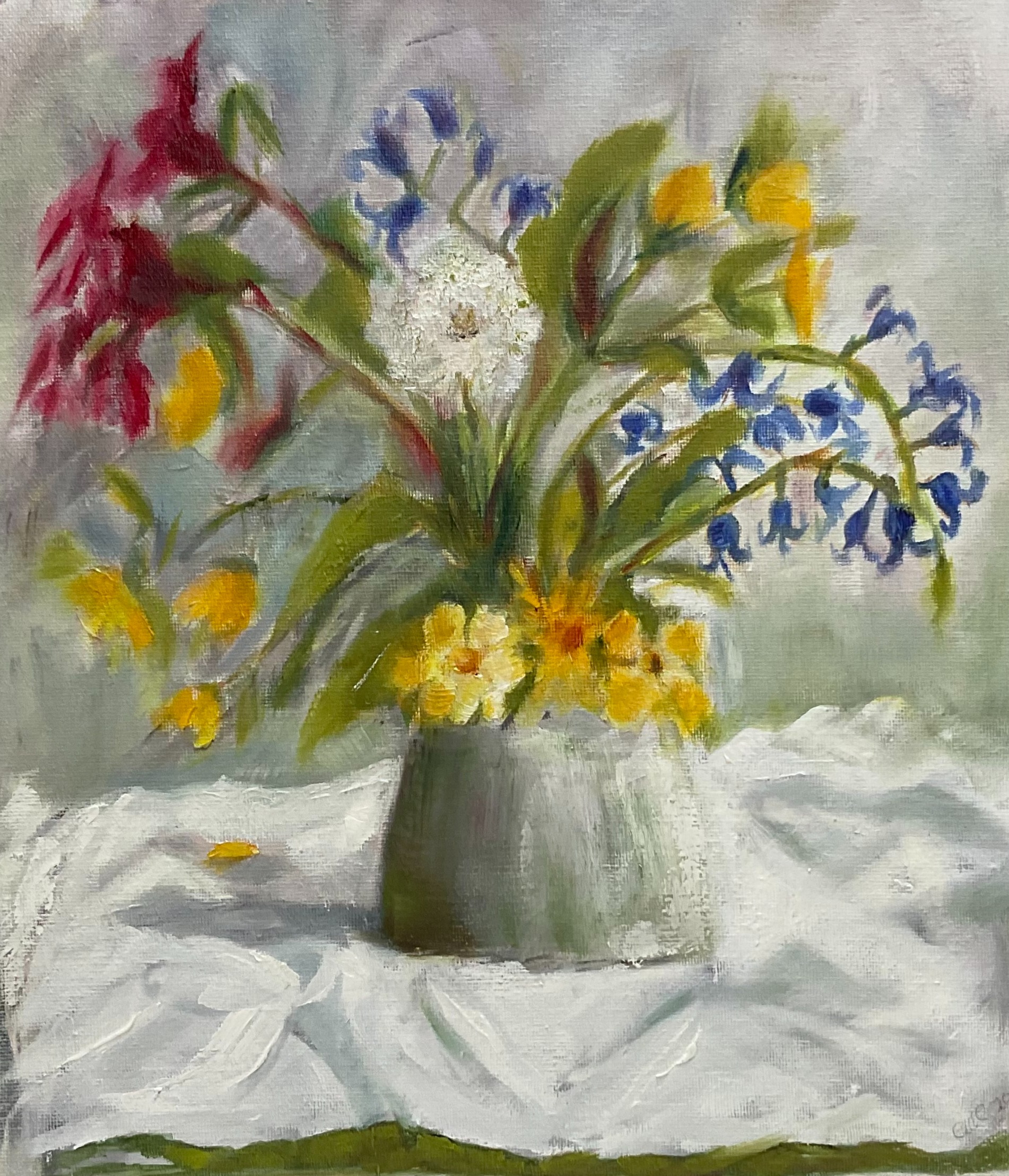 Wild flowers late summer.  Oil on board SOLD