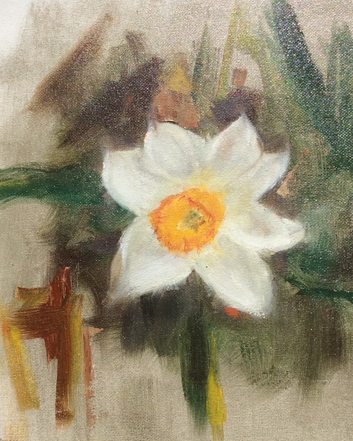 Spring daffodils oil on canvas paper approximately 30x30 available 